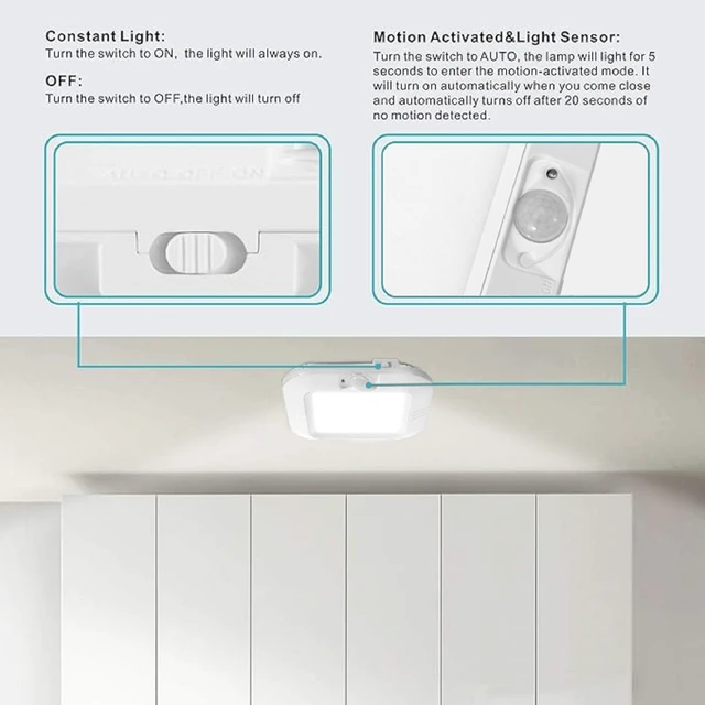 Alt view image 3 of 7 - 6000K Battery Operated Ceiling Light Motion Sensor Light Indoor Motion