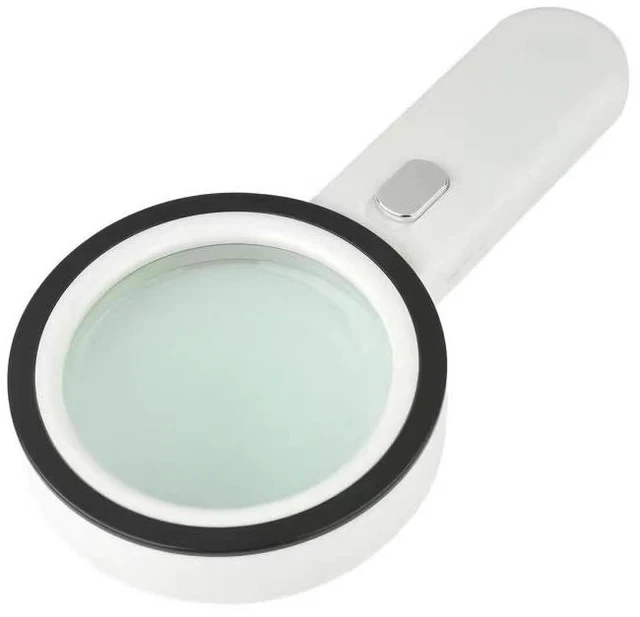 Main image of 30X Jumbo Handheld Magnifying Glass w/ 12 Bright LED Light Illuminated Magnifier Chrome Button