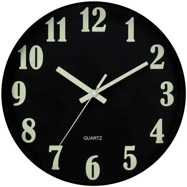 Alt view image 7 of 7 - 12'' Large Wall Clock Luminous Quartz Night Glow Light In The Dark Silent Home Black