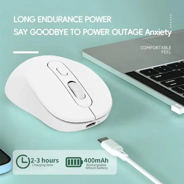 Alt view image 3 of 7 - 2.4G Bluetooth Dual Mode Wireless Mouse Silent Click Rechargeable For Laptop PC