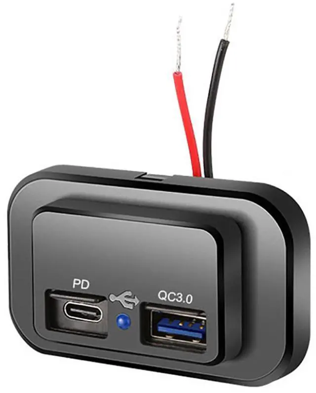 Main image of Car Charger Socket Dual USB Port Quick Charging Power Adapter Outlet Panel Mount