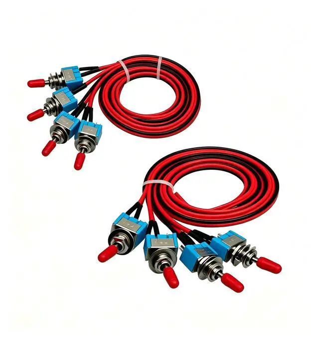 Alt view image 2 of 7 - 1SET SPST Mini Toggle Switch Wires On/Off Metal Small Automotive Car Truck 4PCS