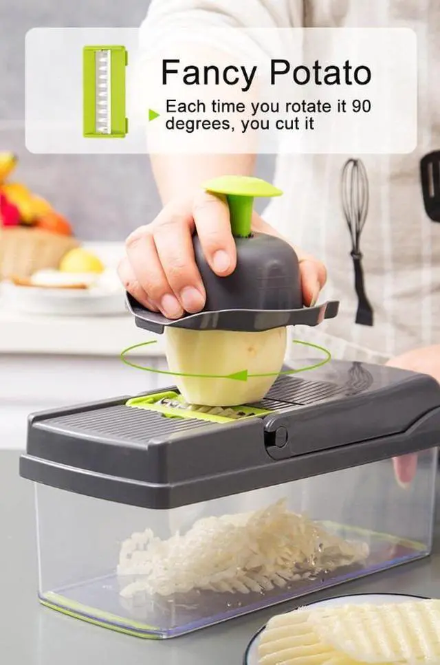 Alt view image 4 of 7 - 15-In-1 Vegetable Fruit Chopper Cutter Food Onion Veggie Dicer Slicer Kitchen-15-In-1 Scoop-shaped slicer with 11 blades