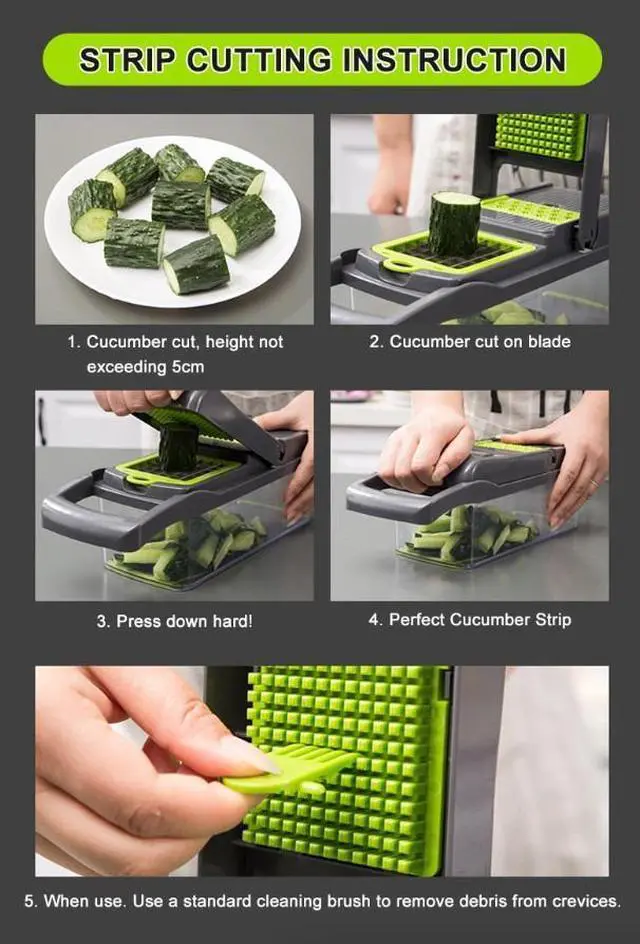 Alt view image 7 of 7 - 15-In-1 Vegetable Fruit Chopper Cutter Food Onion Veggie Dicer Slicer Kitchen-15-In-1 Scoop-shaped slicer with 11 blades