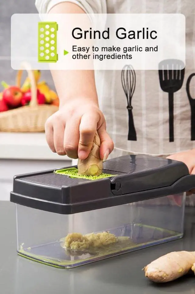 Alt view image 4 of 7 - 15-In-1 Vegetable Fruit Chopper Cutter Food Onion Veggie Dicer Slicer Kitchen-15-In-1 Square slicer with 3 blades