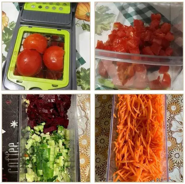 Alt view image 7 of 7 - 15-In-1 Vegetable Fruit Chopper Cutter Food Onion Veggie Dicer Slicer Kitchen-15-In-1 Square slicer with 3 blades