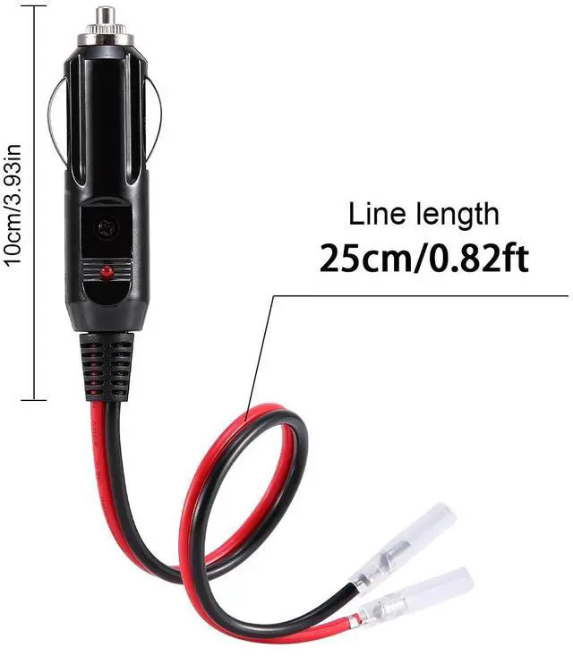 Alt view image 3 of 7 - 2Pcs 12V-24V Fused Car Cigarette Lighter Male Plug Leads LED Light Replacement-30cm/0.98ft