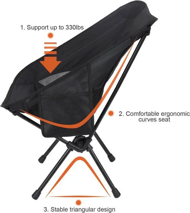 Alt view image 3 of 7 - 2 Pack Collapsible Camp Chairs w/Carrying Bag Outdoor Chair Camping Hiking