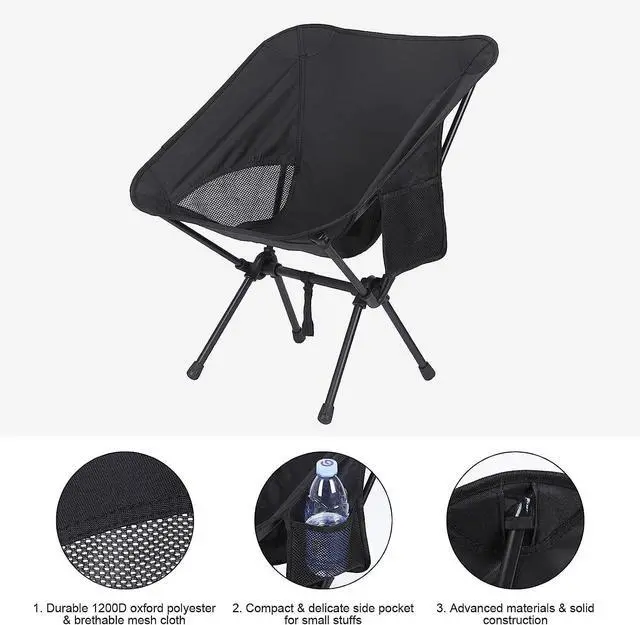 Alt view image 4 of 7 - 2 Pack Collapsible Camp Chairs w/Carrying Bag Outdoor Chair Camping Hiking