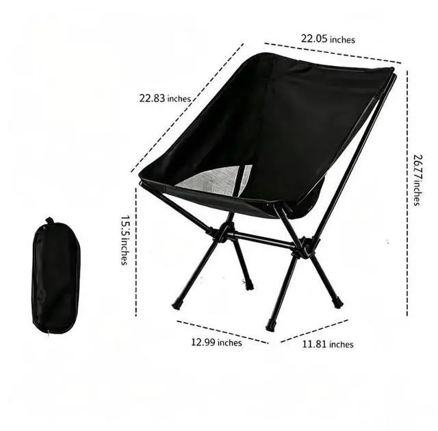 Alt view image 7 of 7 - 2 Pack Collapsible Camp Chairs w/Carrying Bag Outdoor Chair Camping Hiking Black