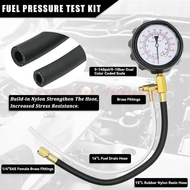 Alt view image 5 of 7 - 0-140 PSI Fuel Injection Pump Pressure Tester Injector Pump Pressure Gauge Set