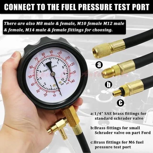 Alt view image 6 of 7 - 0-140 PSI Fuel Injection Pump Pressure Tester Injector Pump Pressure Gauge Set