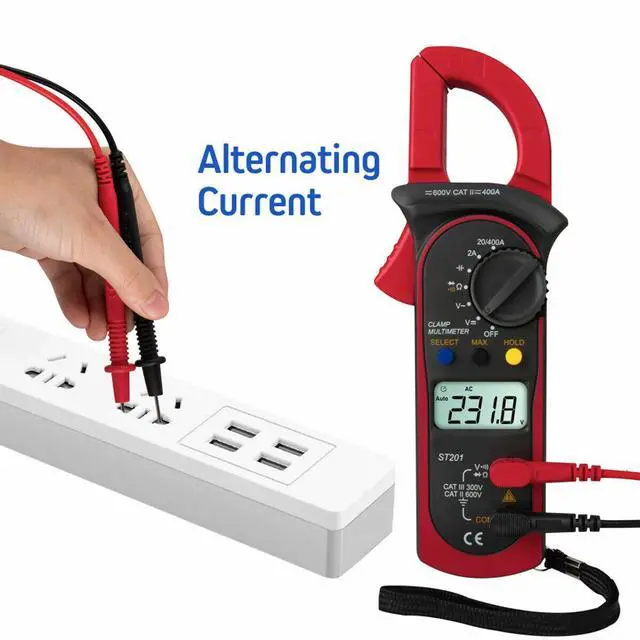 Alt view image 6 of 7 - Digital Multimeter Tester AC DC Volt Ohm Amp Clamp Meter Auto Range LCD Handheld Red