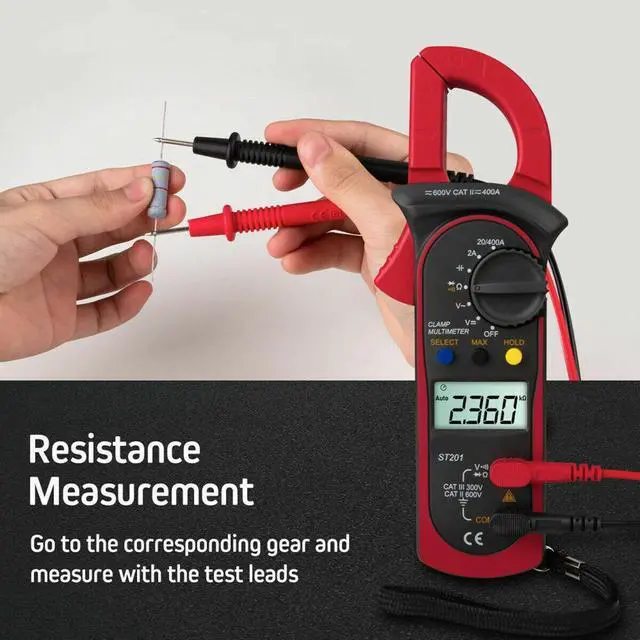 Alt view image 3 of 7 - Digital Multimeter Tester AC DC Volt Ohm Amp Clamp Meter Auto Range LCD Handheld Red
