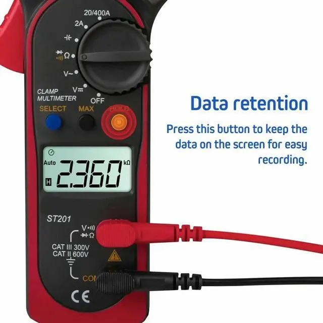 Alt view image 7 of 7 - Digital Multimeter Tester AC DC Volt Ohm Amp Clamp Meter Auto Range LCD Handheld Red