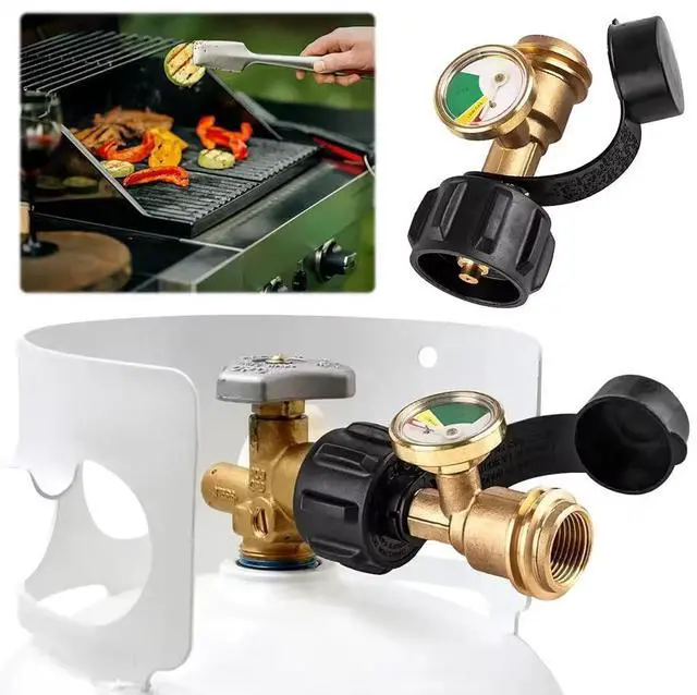 Main image of Propane Tank Pressure Gauge Level Meter with Brass Adapter for BBQ & RV