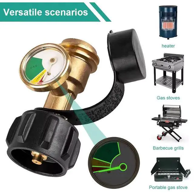 Alt view image 2 of 7 - Propane Tank Pressure Gauge Level Meter with Brass Adapter for BBQ & RV
