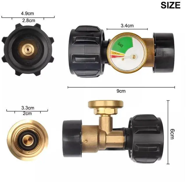 Alt view image 4 of 7 - Propane Tank Pressure Gauge Level Meter with Brass Adapter for BBQ & RV