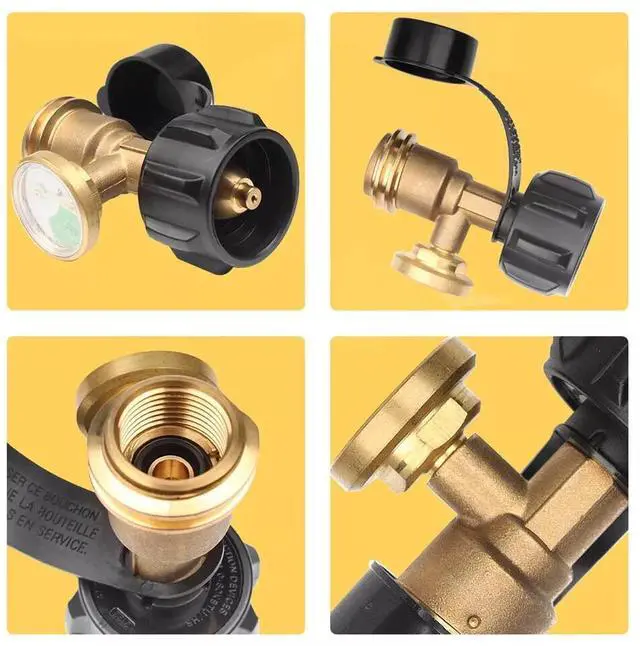 Alt view image 7 of 7 - Propane Tank Pressure Gauge Level Meter with Brass Adapter for BBQ & RV