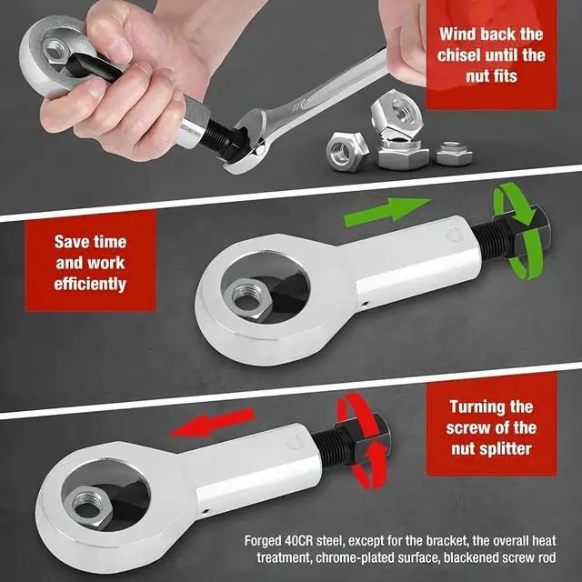 Alt view image 5 of 7 - 9-27mm Nut Splitter Breaker Nut Remover Extractor Adjustable Cracker Hand Tool