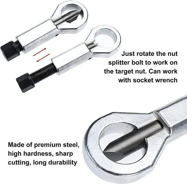 Alt view image 7 of 7 - 9-27mm Nut Splitter Breaker Nut Remover Extractor Adjustable Cracker Hand Tool