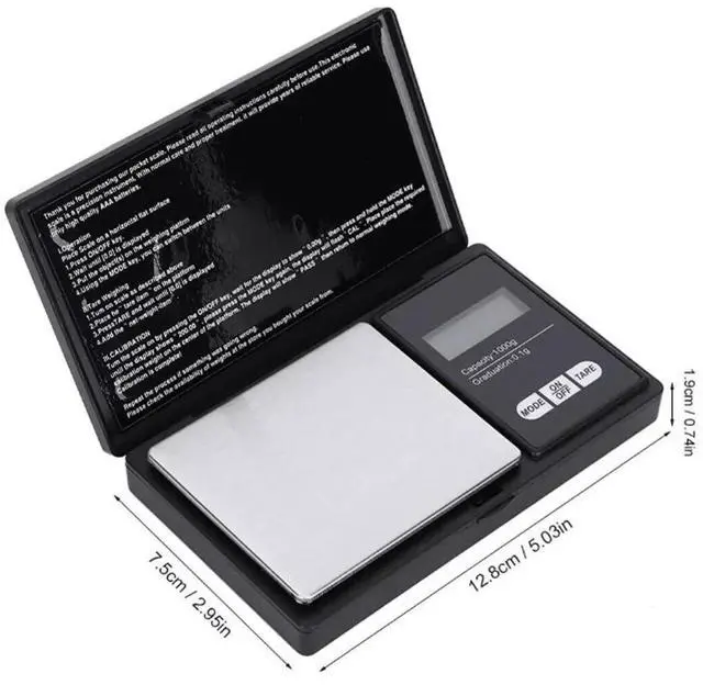 Alt view image 4 of 7 - Pocket 1000g x 0.1g Digital Jewelry Gold Coin Gram Balance Weight Precise Scale