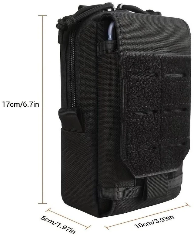 Alt view image 4 of 7 - Tactical MOLLE EDC Utility Waist Bag Phone Pouch Vest Fish Biking Outdoor Belt Black