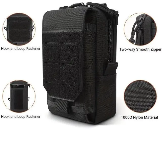 Alt view image 5 of 7 - Tactical MOLLE EDC Utility Waist Bag Phone Pouch Vest Fish Biking Outdoor Belt Khaki
