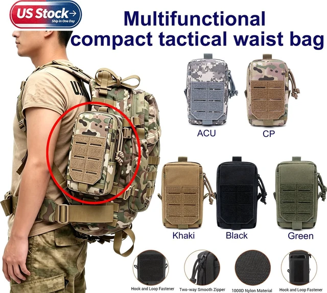 Main image of Tactical MOLLE EDC Utility Waist Bag Phone Pouch Vest Fish Biking Outdoor Belt Khaki