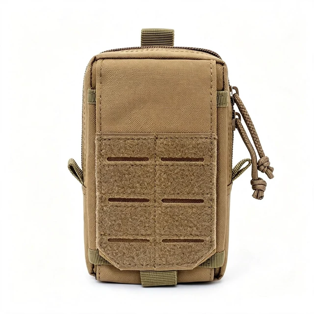 Alt view image 7 of 7 - Tactical MOLLE EDC Utility Waist Bag Phone Pouch Vest Fish Biking Outdoor Belt Khaki