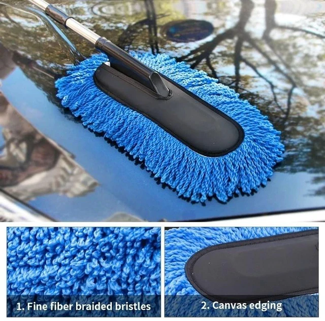 Alt view image 6 of 6 - 3pcs Car Cleaning Duster Microfiber Large Home Wax Treated Plastic Handle Brush Blue long brushx2+towel