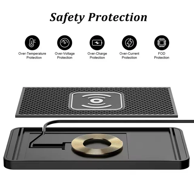Alt view image 2 of 7 - Wireless Car Phone Charger Fast Charging Pad Mat+Dual Port PD Type C Car Charger
