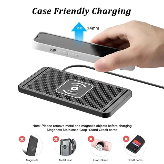 Alt view image 4 of 7 - Wireless Car Phone Charger Fast Charging Pad Mat+Dual Port PD Type C Car Charger