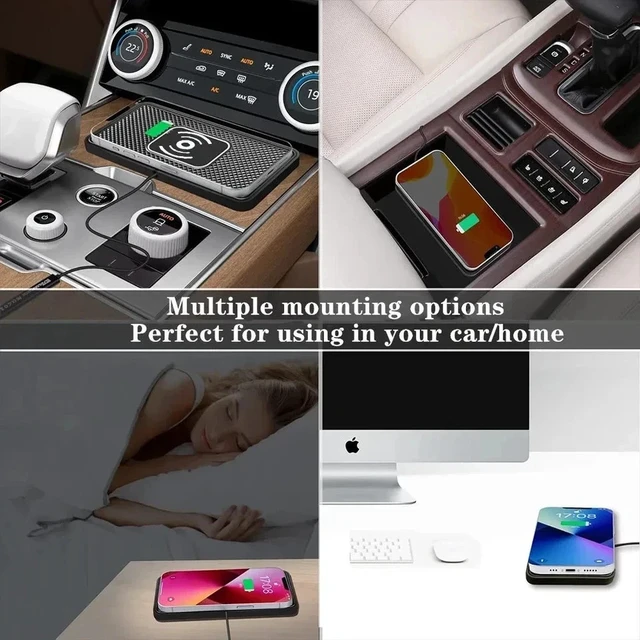 Alt view image 5 of 7 - Wireless Car Phone Charger Fast Charging Pad Mat+Dual Port PD Type C Car Charger