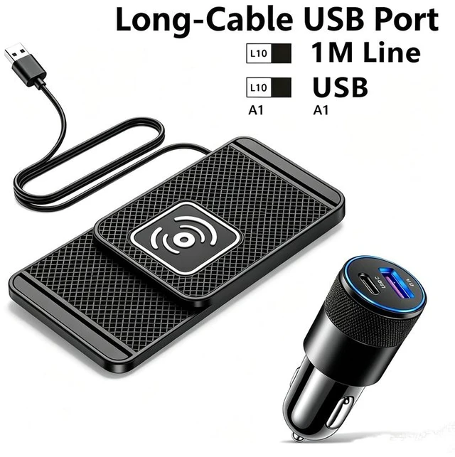 Main image of Wireless Car Phone Charger Fast Charging Pad Mat+Dual Port PD Type C Car Charger