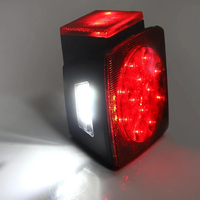 Alt view image 4 of 7 - 1 Pair Rear LED Submersible Square Trailer Tail Lights Kit Boat Truck Waterproof
