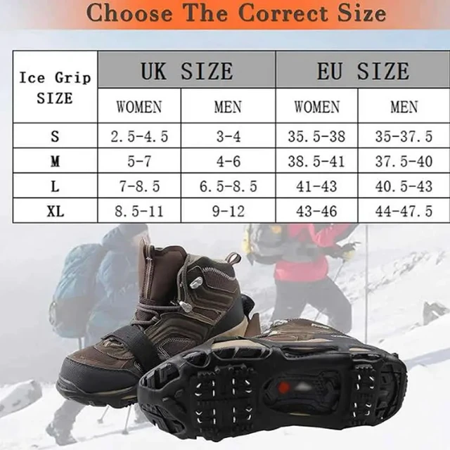Alt view image 7 of 7 - Ice Cleats Snow Traction Cleats Crampon for Walking on Snow and Ice Non-Slip Ove Medium-5.5-7 men/7-8.5 women