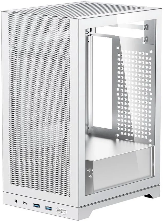 Main image of Shiny Snake L200 10.4L SFF Small Form Factor Mini-ITX PC Gaming Case, Supports SFX PSU, 205mm GPU & 135mm Cooler, Swappable Mesh & Glass Panels, Direct GPU Mount Without Riser, 4 Fan Slots - White