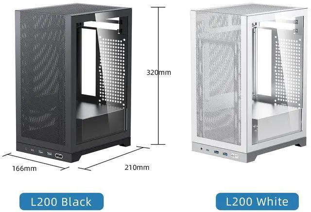Alt view image 4 of 7 - Shiny Snake L200 10.4L SFF Small Form Factor Mini-ITX PC Gaming Case, Supports SFX PSU, 205mm GPU & 135mm Cooler, Swappable Mesh & Glass Panels, Direct GPU Mount Without Riser, 4 Fan Slots - White