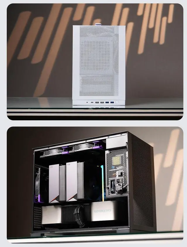 Alt view image 6 of 7 - Shiny Snake G380 23L Portable MATX Chassis - 16cm ATX PSU / 365mm 4-Slot GPU / BTF Mobo / 165mm Cooler / 240 AIO Compatible / 2x 3.5" HDD +1x 2.5" SSD Slots / 5 Fan Slots, MESH Version, White