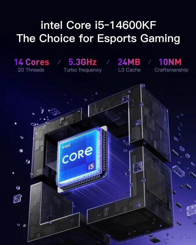 Alt view image 3 of 7 - Rmatamini P14-PRO ITX Mini Gaming PC Desktop i5-14600KF 3.5GHz, 14-Cores,GeForce RTX 5070 12GB GDDR6X 16GB DDR4 RAM 1T M.2 SSD 550W PSU WiFi 6 USB 3.2 portable ai Computer tower Windows small volume