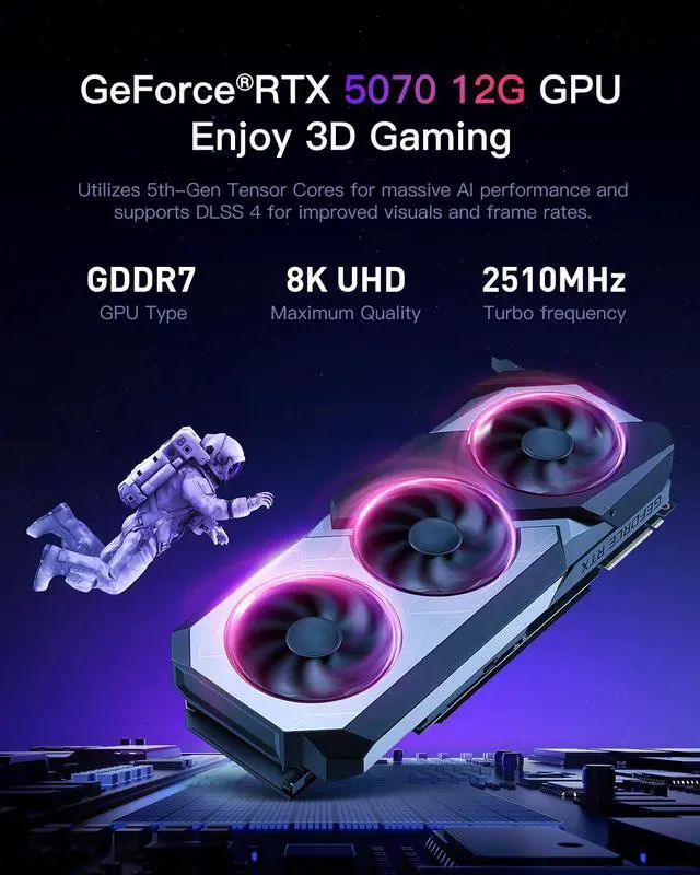 Alt view image 4 of 7 - Rmatamini P14-PRO ITX Mini Gaming PC Desktop i5-14600KF 3.5GHz, 14-Cores,GeForce RTX 5070 12GB GDDR6X 16GB DDR4 RAM 1T M.2 SSD 550W PSU WiFi 6 USB 3.2 portable ai Computer tower Windows small volume