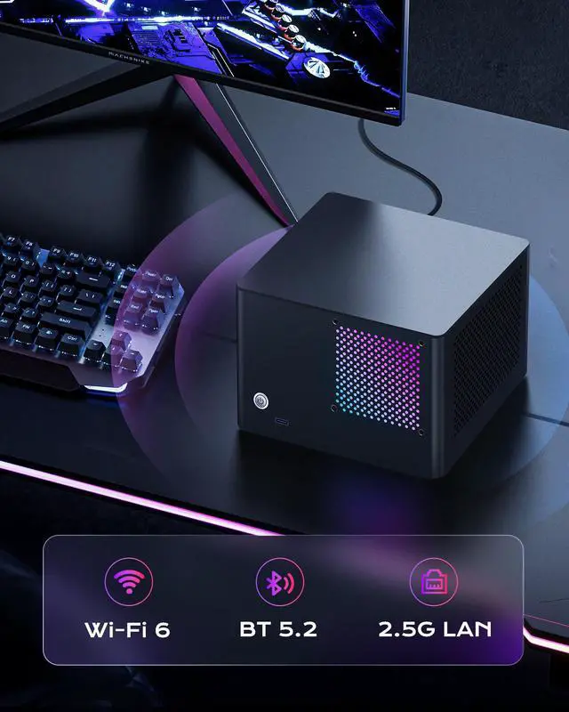 Alt view image 5 of 7 - Rmatamini P14-PRO ITX Mini Gaming PC Desktop i5-14600KF 3.5GHz, 14-Cores,GeForce RTX 5070 12GB GDDR6X 16GB DDR4 RAM 1T M.2 SSD 550W PSU WiFi 6 USB 3.2 portable ai Computer tower Windows small volume