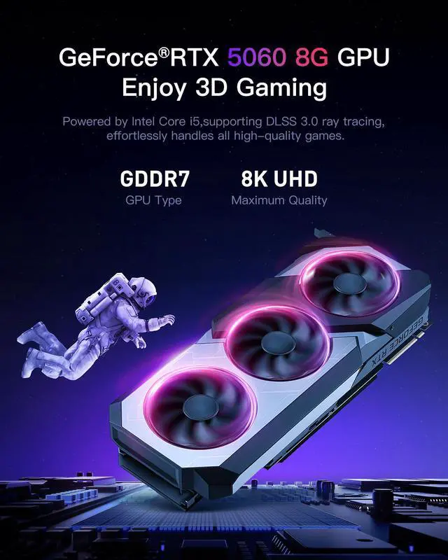 Alt view image 4 of 7 - RMATAMINI ITX Gaming PC mini desktop 5.6L, i5-12490F 2.5GHz, 20MB Cache, 6-Cores, 12-Threads,GeForce RTX 5060 8GB GDDR7 16GB DDR4 RAM 1T M.2 SSD 550W PSU WiFi 6 Bluetooth 5.2 USB 3.0