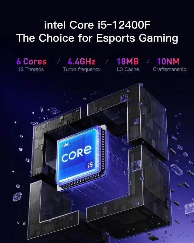 Alt view image 3 of 7 - RMATAMINI ITX Gaming PC mini desktop 5.6L, i5-12490F 2.5GHz, 20MB Cache, 6-Cores, 12-Threads,GeForce RTX 5060 8GB GDDR7 16GB DDR4 RAM 1T M.2 SSD 550W PSU WiFi 6 Bluetooth 5.2 USB 3.0