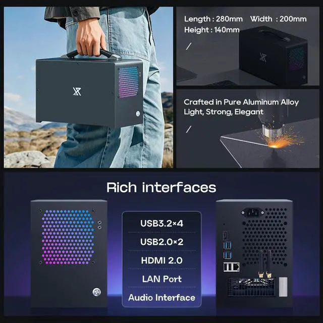 Alt view image 6 of 7 - ITX Gaming PC mini desktop, i5-10500FE 4.3GHz, 6-Cores, 12-Threads, GeForce GTS450 2G M.2 256G SSD 450W 8GB DDR4 RAM PSU WiFi 5 Bluetooth 5.2 USB 3.2 Win11 Prebuilt Computer Cheap Tower