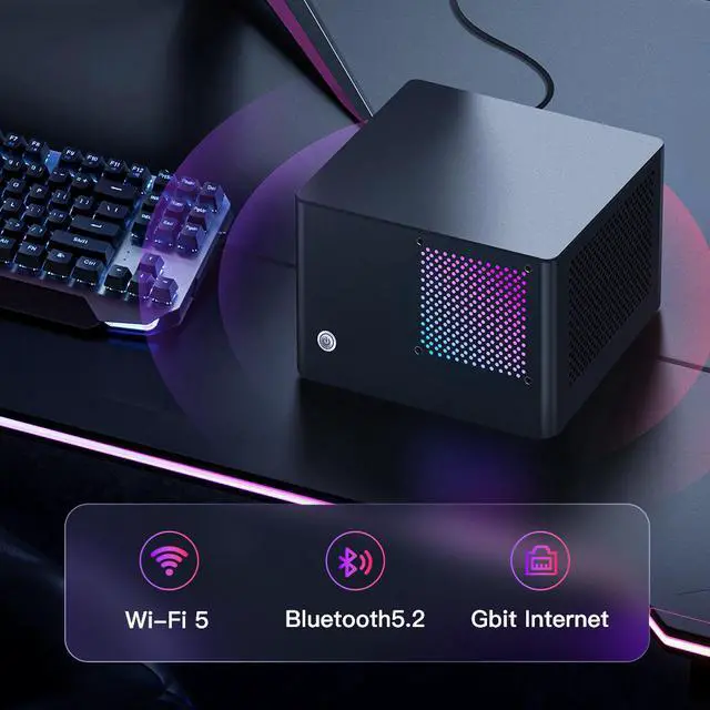Alt view image 4 of 7 - Rmatamini P99X ITX Gaming PC mini desktop 5.6L,E5-2698Bv3 2.3GHz,16-Cores, 32-Threads, GeForce GTX1050 4G 16GB DDR3 RAM 512G M.2 SSD 450W PSU WiFi 5 Bluetooth 5.2 USB 3.2 computer