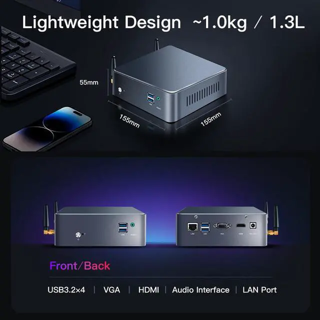 Alt view image 6 of 6 - Rmatamini S1 mini Desktop Mini PC for OpenClaw AI Agent i3-2100 4GB DDR3 64GB M.2 SSD HD Graphics Low Budget Desktop Computer for AI Task Automation
