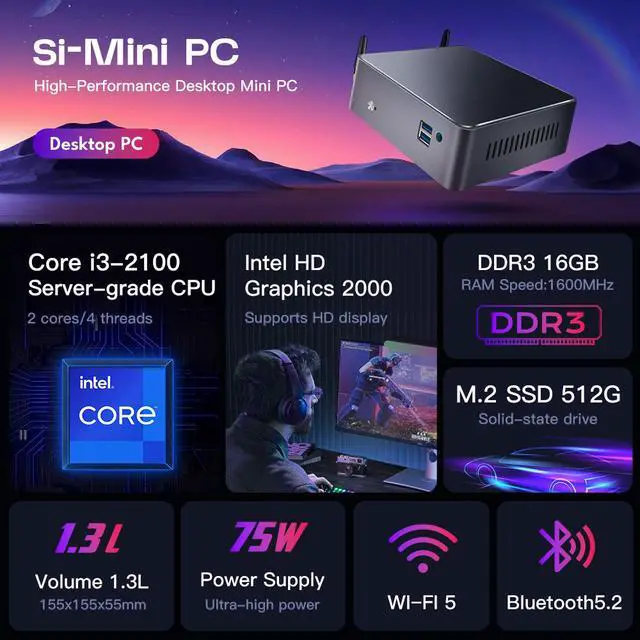 Alt view image 2 of 6 - Rmatamini S1 mini Desktop Mini PC for OpenClaw AI Agent i3-2100 4GB DDR3 64GB M.2 SSD HD Graphics Low Budget Desktop Computer for AI Task Automation