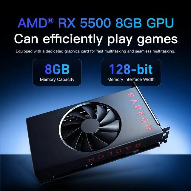 Alt view image 5 of 7 - PreBuilt SFF Gaming Mini PC 5.6L Compact Desktop Intel Core i514400F RX 5500 8GB GPU 16GB DDR4 RAM 512GB M.2 NVMe SSD PreInstalled Windows 11 & Linux Gaming OS ReadytoShip